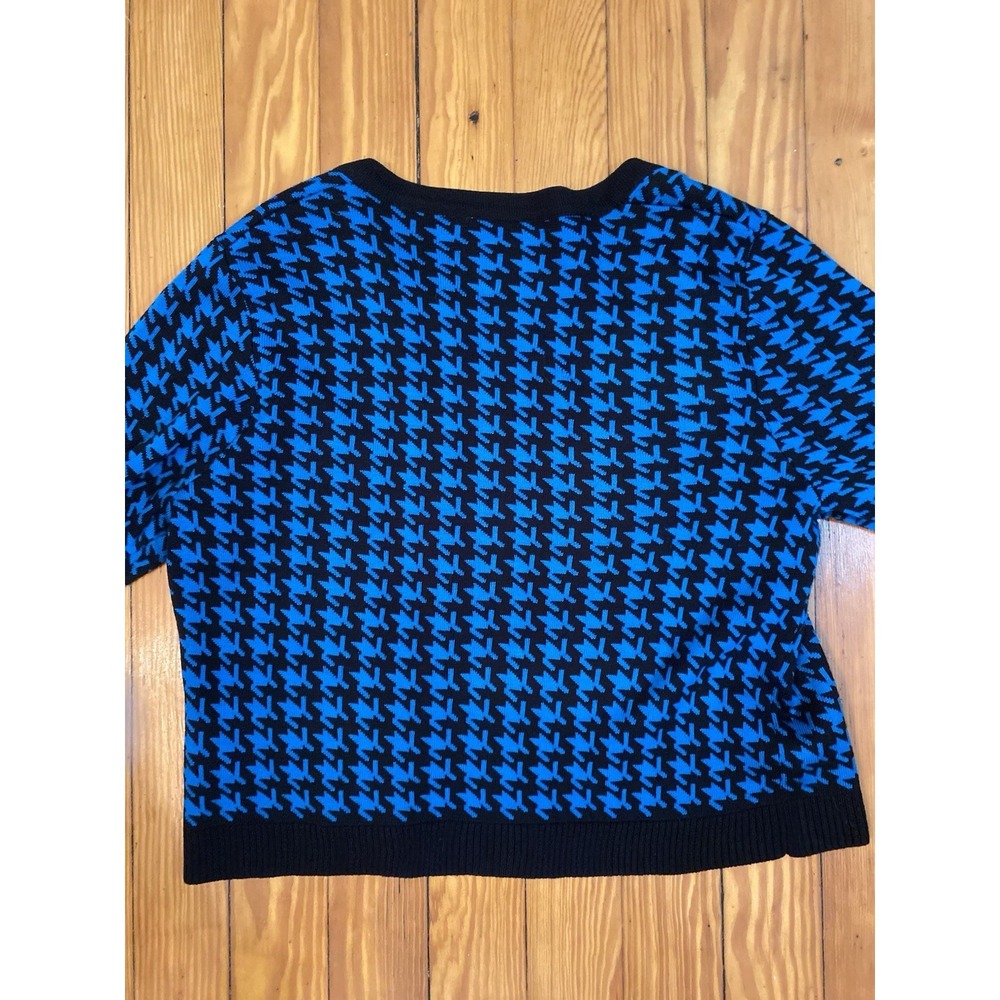 Kim‎ Rogers Cardigan Sweater Large  Blue Black Hounds Tooth Print Womens - Picture 7 of 7